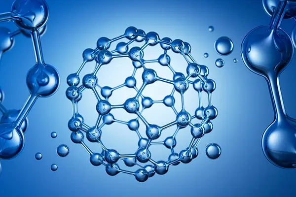 Nanotechnologie für effektive Zellversorgung - Nano Shop Bild einer simulierten Darstellung für Nanotechnologie in blautönen